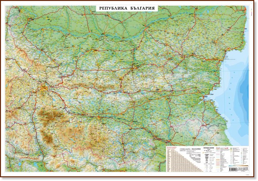 Стенна карта на България - M 1:540 000 - карта