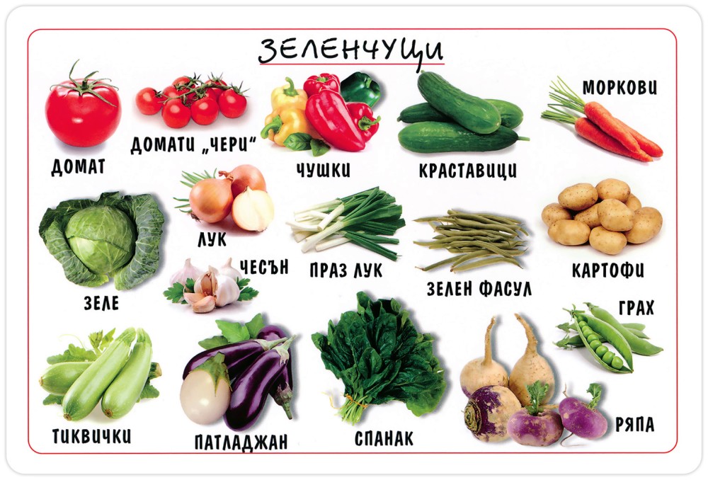 Мини табло: Зеленчуци - табло