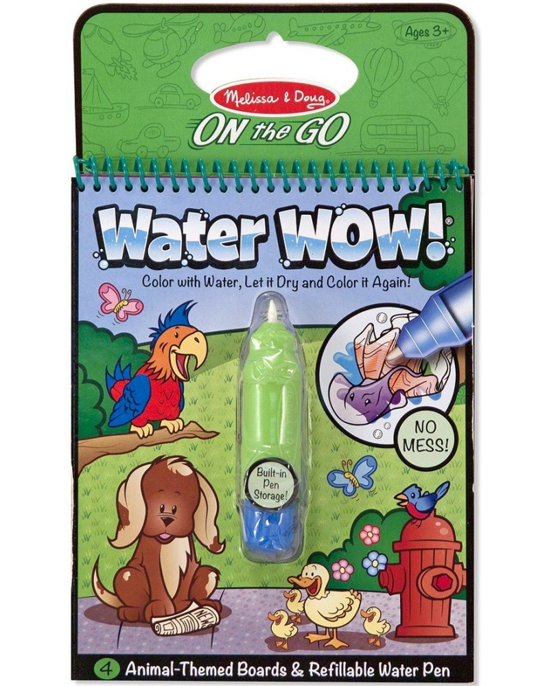 Книжка за оцветяване с вода - Животни - детска книга