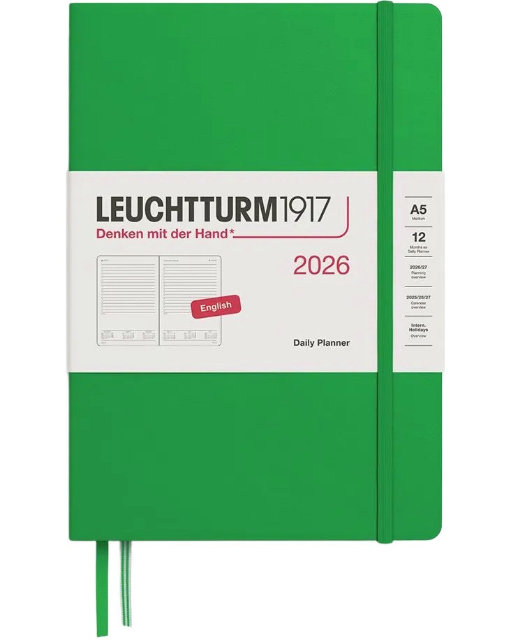 Тефтер Leuchtturm1917 Daily Planner 2026 Тефтер Leuchtturm1917 Daily Planner 2026 - A5, с редове - тефтер