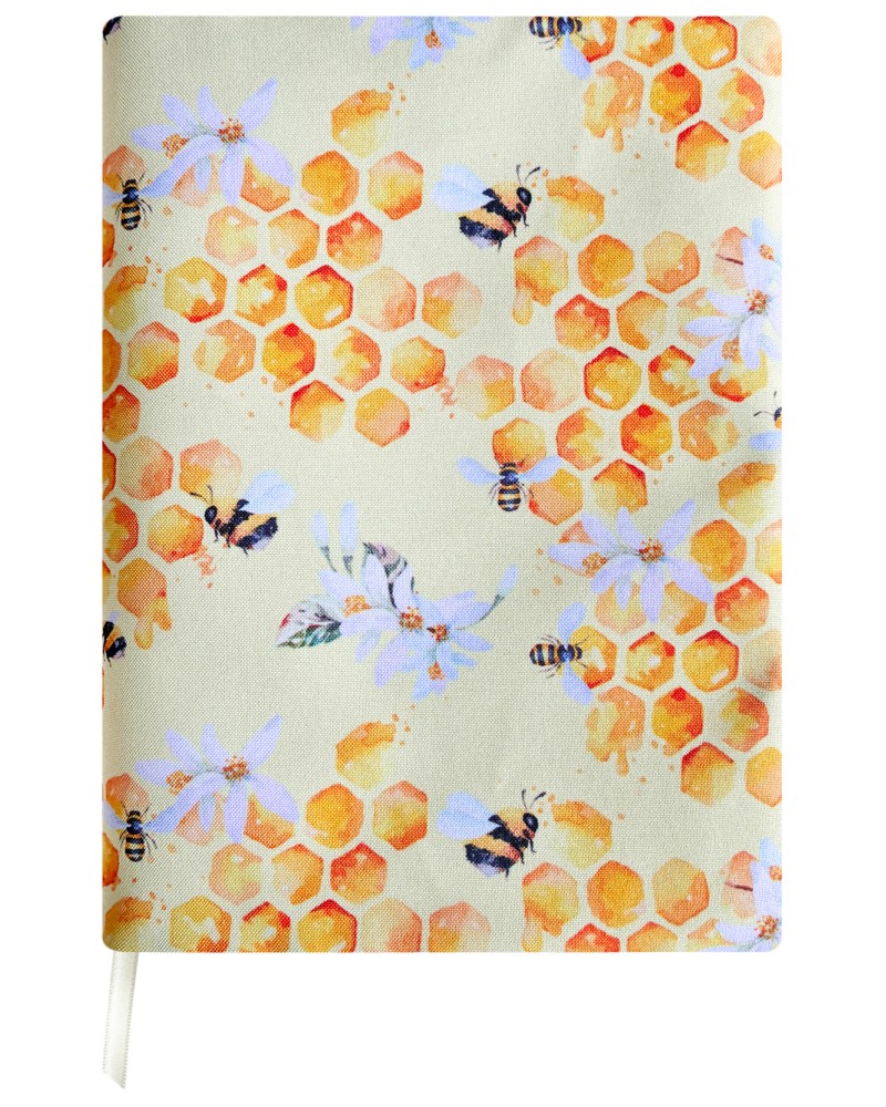 Ръчно изработена текстилна подвързия за книга - Пчели Ръчно изработена текстилна подвързия за книга - Пчели - продукт