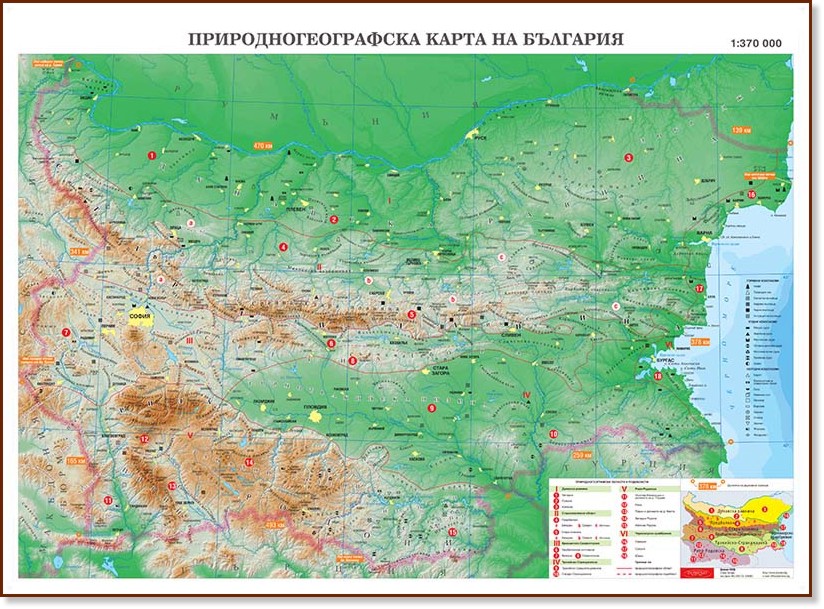 Стенна природногеографска карта на България - M 1:360 000 - карта