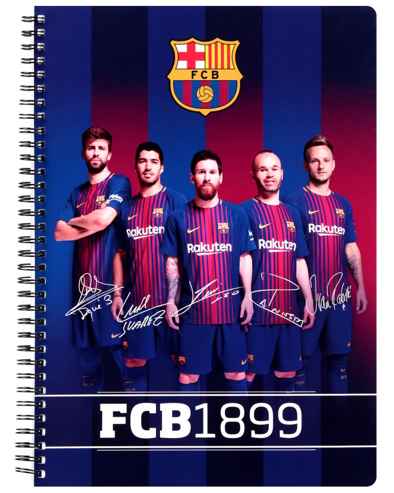 Ученическа тетрадка - ФК Барселона : Формат A4 с широки редове - 70 листа - тетрадка