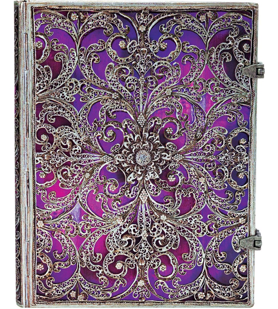  Paperblanks Aubergine - 18 x 23 cm   Silver Filigree - 