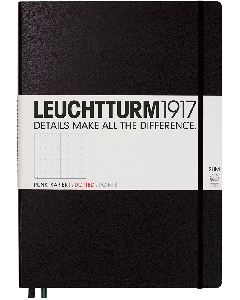 Тефтер с твърди корици Leuchtturm1917 Master Slim - Формат A4+ със страници на точки - продукт