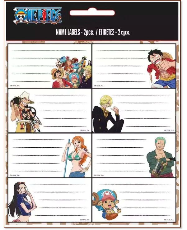 Етикети за тетрадки One Piece Етикети за тетрадки One Piece - 16 броя - продукт