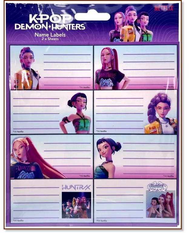 Етикети за тетрадки K-Pop Demon Hunters Етикети за тетрадки K-Pop Demon Hunters - 16 броя - продукт