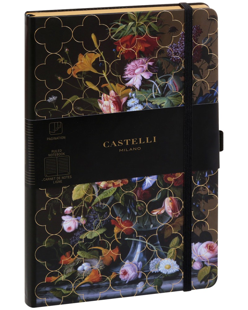 Castelli: Луксозен тефтер с ластик - С размери 13 x 21 cm - продукт
