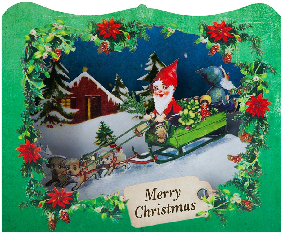 Поздравителна 3D картичка - Дядо Коледа - картичка