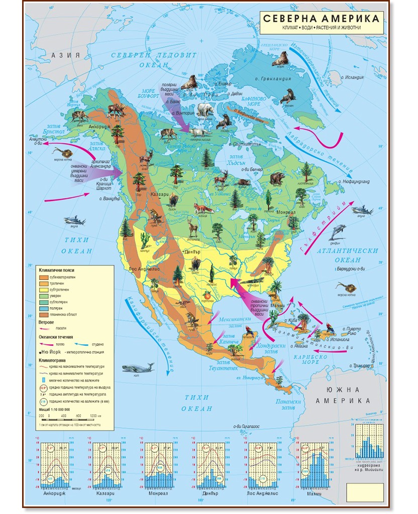 Стенна климатична карта на Северна Америка - М 1:10 000 000 - карта