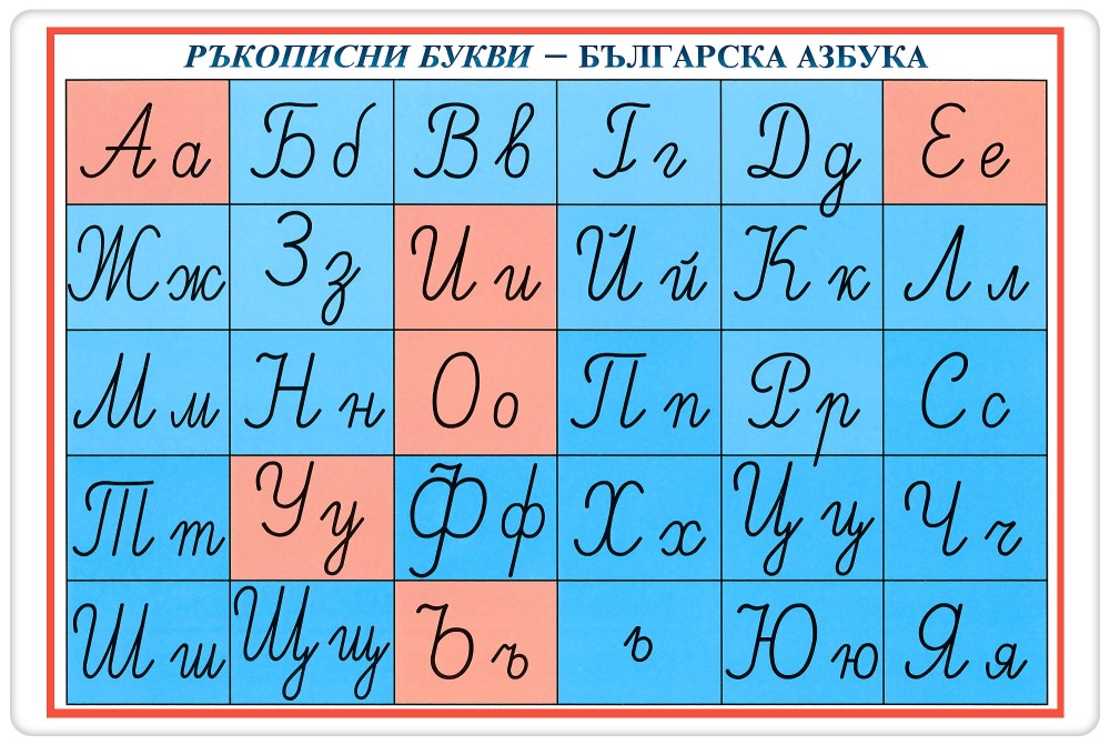 Мини табло: Ръкописни букви - Българска азбука - табло
