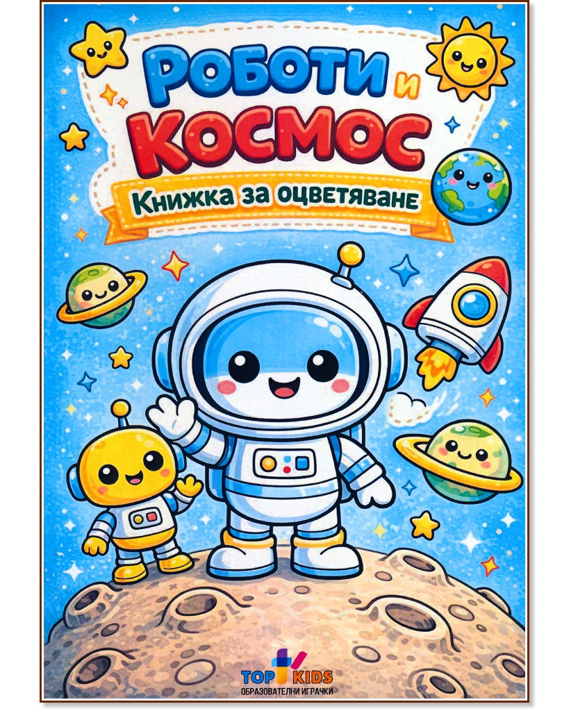 Книжка за оцветяване: Роботи и Космос Книжка за оцветяване: Роботи и Космос - детска книга