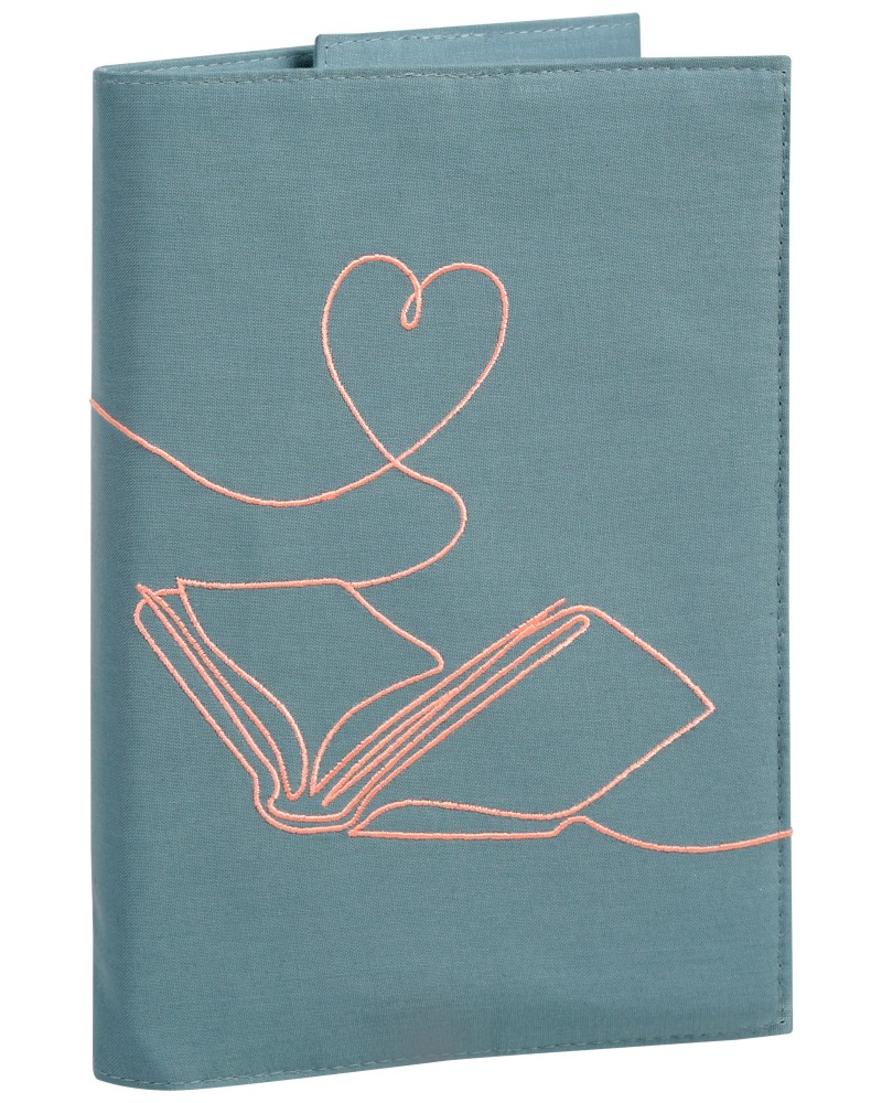 Текстилна подвързия за книга - Книга и сърце - аксесоар