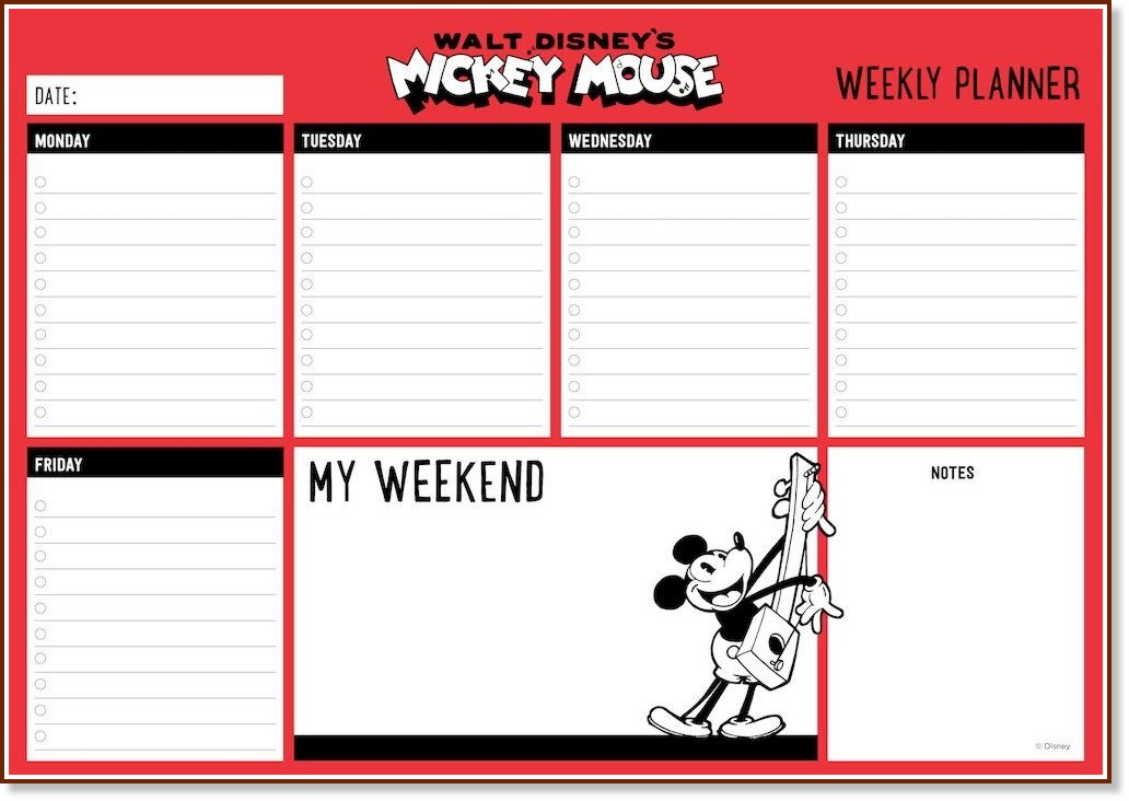 Седмичен планер за деца - Mickey Mouse - Формат A4 - продукт