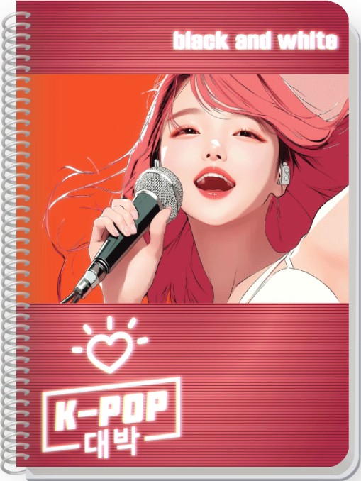 Тетрадка със спирала с широки редове K-Pop Тетрадка със спирала с широки редове K-Pop - Формат B5 с теми с 80, 105 или 140 листа - тетрадка