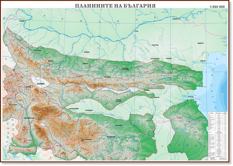 ������ �����: ��������� �� �������� - � 1:360 000, 140 x 100 cm - �����