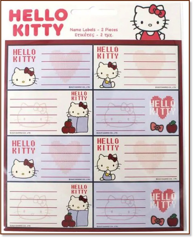 Етикети за тетрадки Hello Kitty Етикети за тетрадки Hello Kitty - 16 броя - продукт