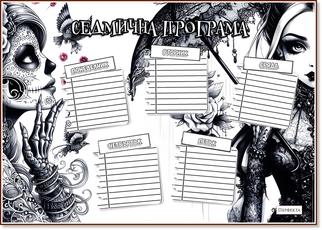 Седмична програма Готика Седмична програма Готика - Формат A4 - продукт