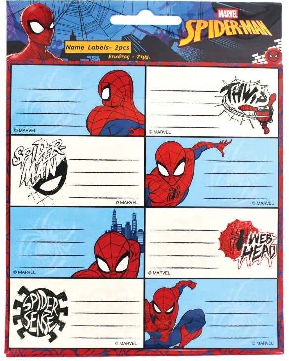 Етикети за тетрадки Spiderman Етикети за тетрадки Spiderman - 16 броя - продукт