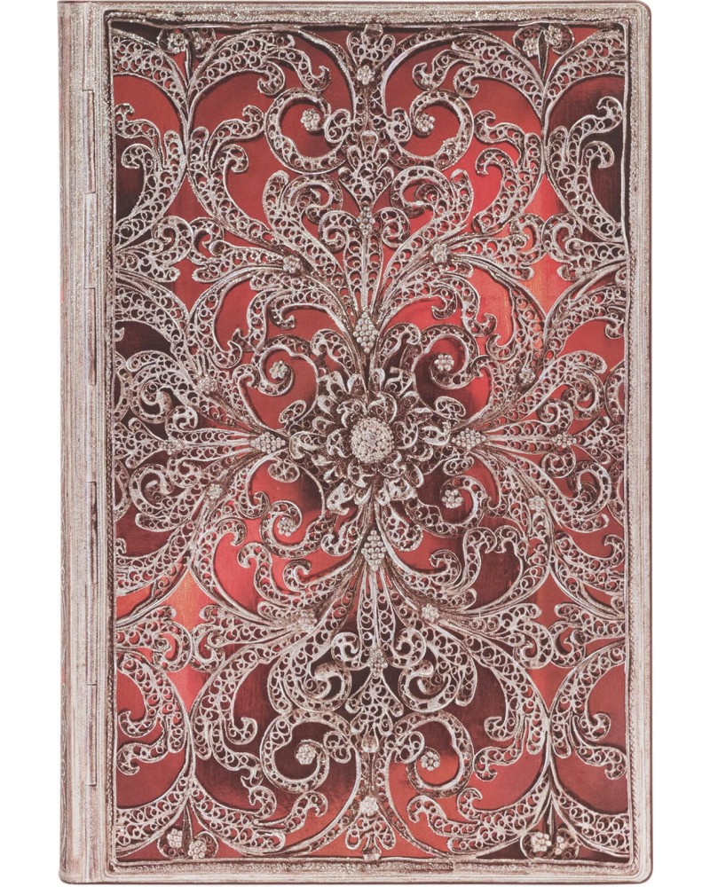  Paperblanks Garnet - 9.5 x 14 cm   Silver Filigree - 