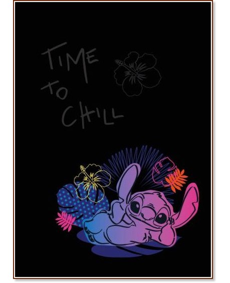 Ученическа тетрадка Stitch Black Time to Chill : Формат A4 с широки редове Ученическа тетрадка Stitch Black Time to Chill : Формат A4 с широки редове - 60 листа на тема Лило и Стич - тетрадка