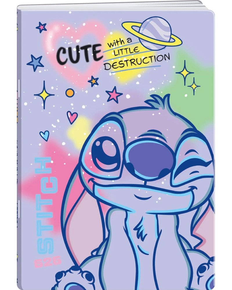 Тетрадка с широки редове Stitch Cute Тетрадка с широки редове Stitch Cute - Формат A5 с 20 листа на тема Лило и Стич - тетрадка
