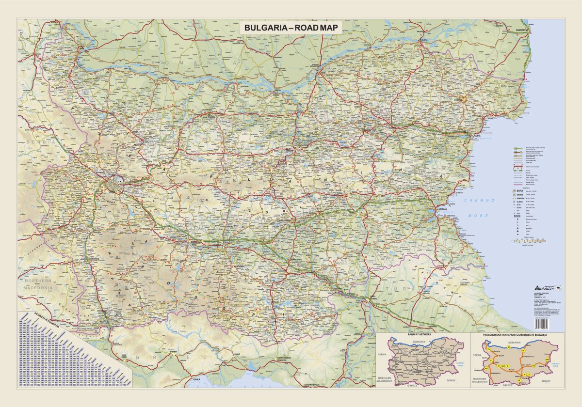 Стенна карта: България - пътна карта - М 1:400 000 - store.bg