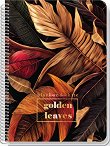 Тетрадка със спирала с широки редове Golden Leaves - Формат А5 с 80 листа с 2 теми - тетрадка