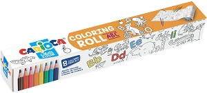 Самозалепваща се ролка за оцветяване - ABC - Комплект с 8 цветни молива - книга