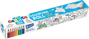 Самозалепваща се ролка за оцветяване - Морски обитатели - Комплект с 8 цветни молива - книга