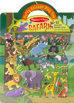Сафари - книжка със стикери за многократна употреба : Safari - Puffy Sticker Play Set - детска книга