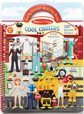 Професии - книжка със стикери за многократна употреба : Cool Gareers - Puffy Sticker Activity Book - детска книга