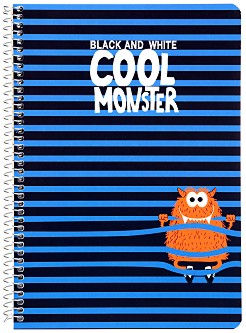 Ученическа тетрадка със спирала - Cool Monster : Формат А5 с широки редове - 1, 5 или 10 броя - тетрадка