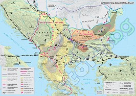 Стенна историческа карта: България под византийска власт - M 1:950 000 - карта